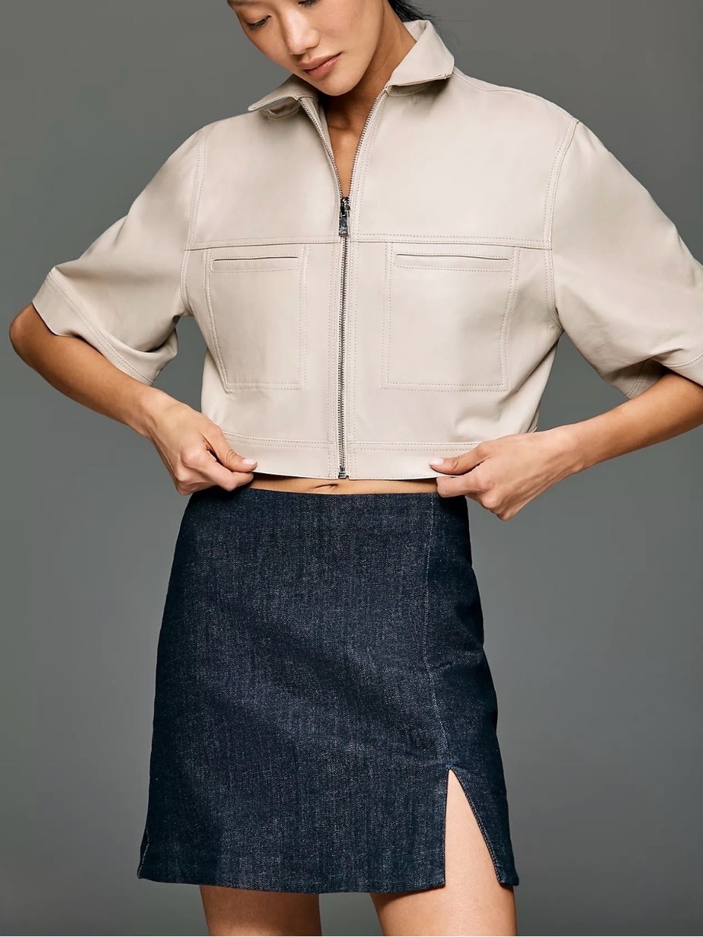 NWT Anthropologie x Maeve Gemma Mini Skirt in Denim Dark Size Medium